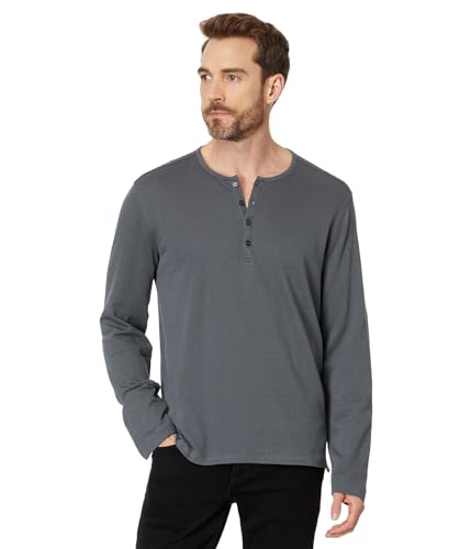 John Varvatos Men's Walden Henley, Iron Grey