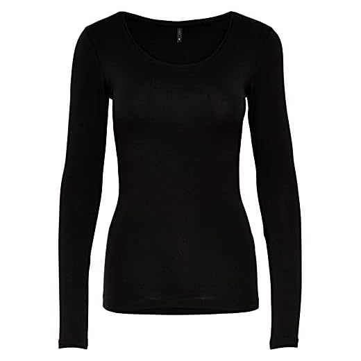 Only Onllive Love Life L/s Oneck Top Noos Jrs Camiseta, Negro, XS para Mujer