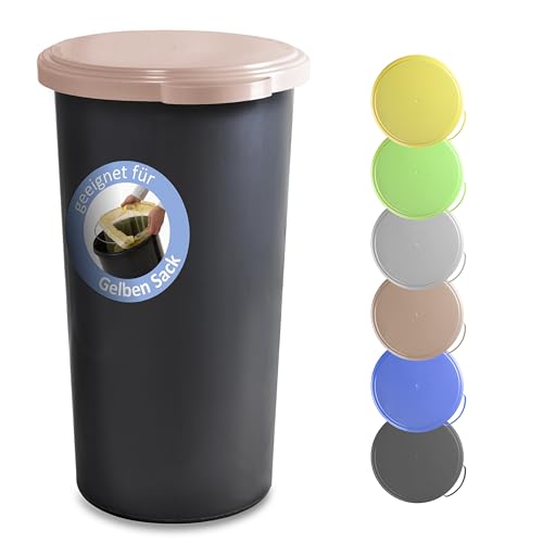 KUEFA 60L Müllsackständer mit flachem Deckel - Gelber Sack Mülleimer (Rosee)