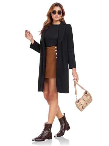 Husmeu Womens Ankle Boots Low Chunky Heel Short Genuine Leather Zip Up Metal Toe Fall Booties with Front Zipper4