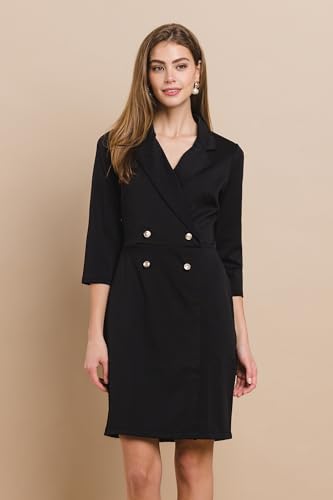 SHOL Double Buttons Blazer Style Scuba mini Dress2