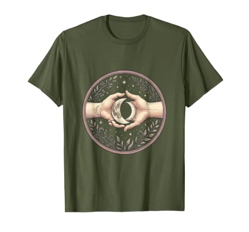 Matching Half-Moon Wrist Tattoo Couples Design T-Shirt, Men, Olive Green, X-Large