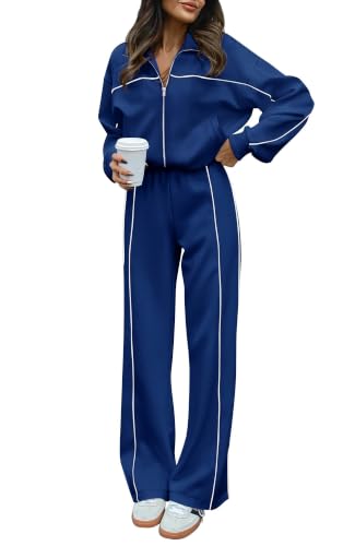 Image of BTFBM Women's Two Piece Tracksuit Fall 2026 Long Sleeve Zip Up Sweatshirt Long Pants Outfits Jogger Sweatsuit Sets