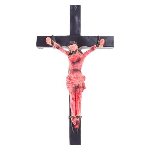 YIZITU Crucifix mural catholique en bois à suspendre pour bureau, église, décoration de prière, cadeau religieux, croix en bois