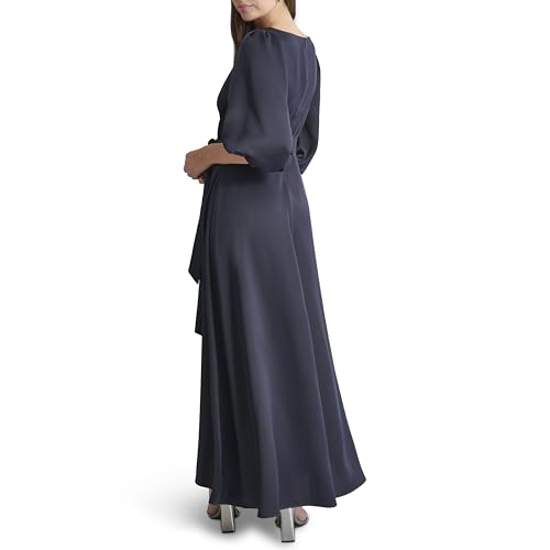Image of DKNY Women's Balloon Sleeve Satin Faux Wrap Maxi Dress