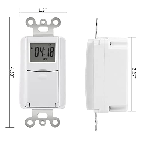 Dewenwils Indoor In Wall Timer Switch For Light, 7 Day, 7 On/Off Settings, Dst Rdm Mode, Programmable Digital Switch Timer For Lights, Fans, Motors, Neutral Wire Required, Etl Listed #TOP6