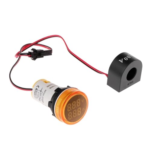 交流電圧表示デジタルLED電圧計 22MM AC50-500V 0-100A デジタル LED 電圧計 電圧計 インジケーター パイロットライト 電流計 電流計 電流テスター 2 in 1 CT付き(Yellow)