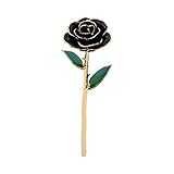 ZJchao Gold Rose Love Forever Long Stem Dipped 24k Rose Foil Trim, Gifts for Her (Black)