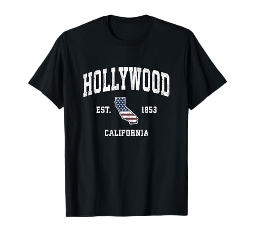 Hollywood California CA - Diseño deportivo con bandera americana Camiseta