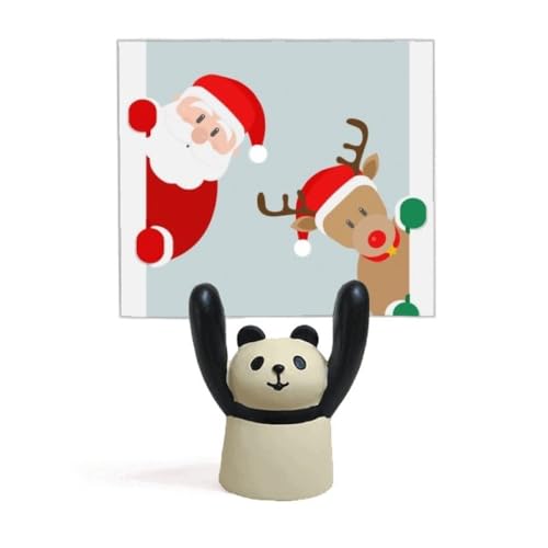 Peep Memo Cartoon Noël et panda : figurine support mémo de bureau et pince photo