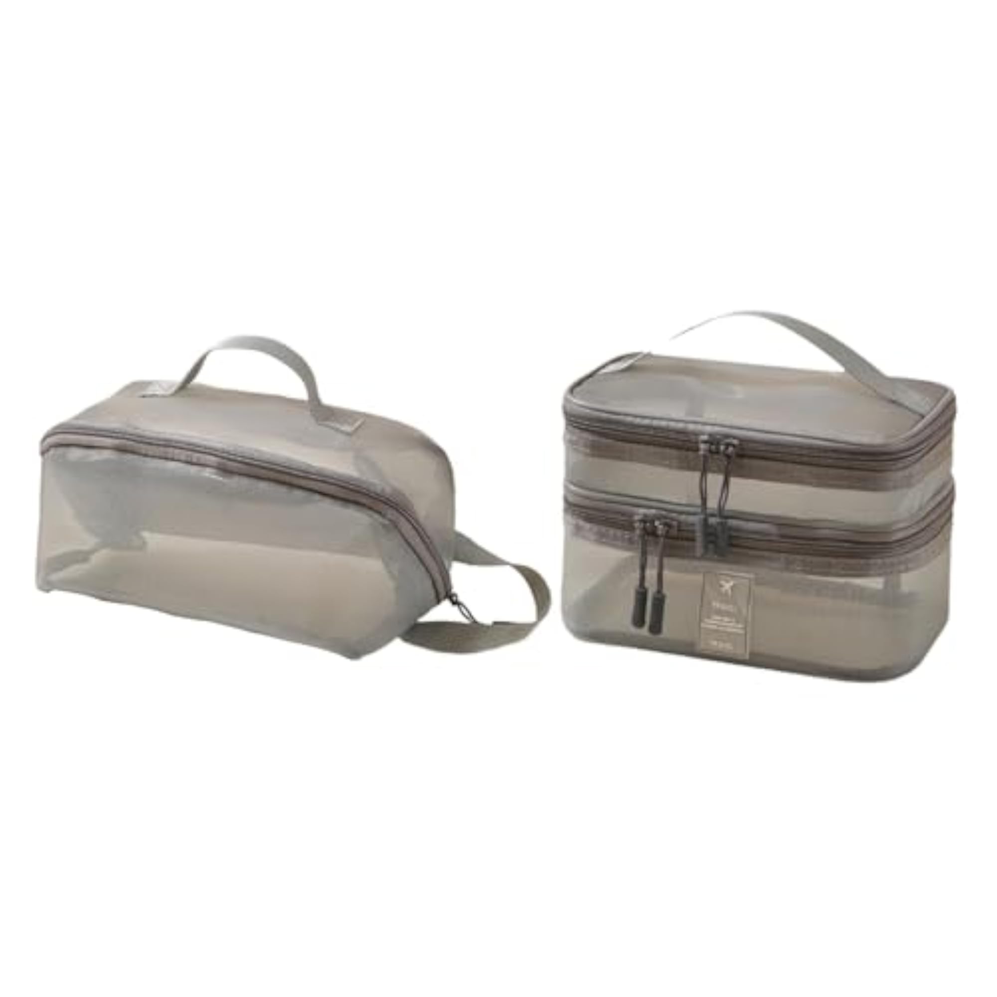 2X Mesh Makeup Bag Portable Brush Organizer, Gray