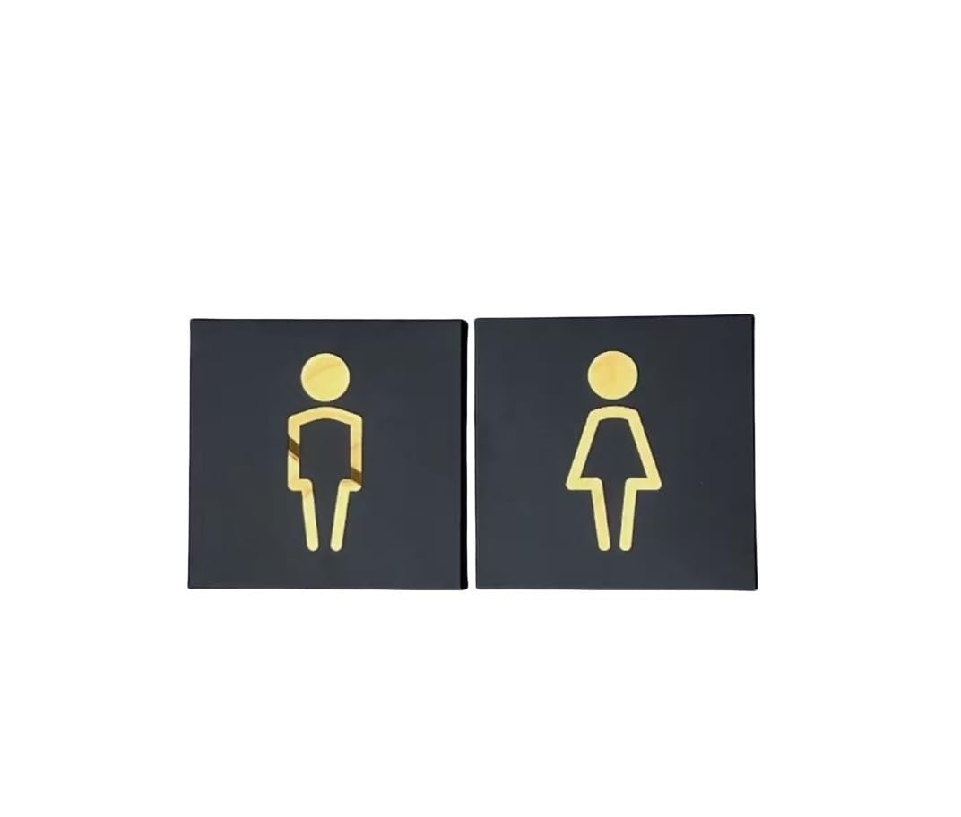 Znak na drzwi łazienki ze stali nierdzewnej, znak dekoracyjny dla mężczyzn i kobiet, czarny kwadratowy symbol dla toalet w biurach, firmach i restauracjach
