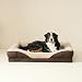 EHEYCIGA Orthopädisches Hundebett Mittelgroße Hunde, 91x68x17.5cm, Memory Foam Waschbar und Wasserdicht Hundekorb mit 4 Rändern, Hundesofa Hundecouch rutschfest, Braun
