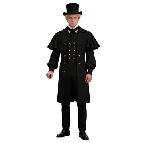 Uniforme de Halloween gótico y abrigo festivo medieval estilo frack para hombre