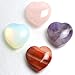 4Pcs Healing Crystals and Heart Stones, Amethyst Rose Quartz Opal Agate Crystal Set Bulk, Polished Love Worry Stones Palm Thumb Pocket Stone Reiki Meditation Pink Heart Anxiety Relief Gifts for Women