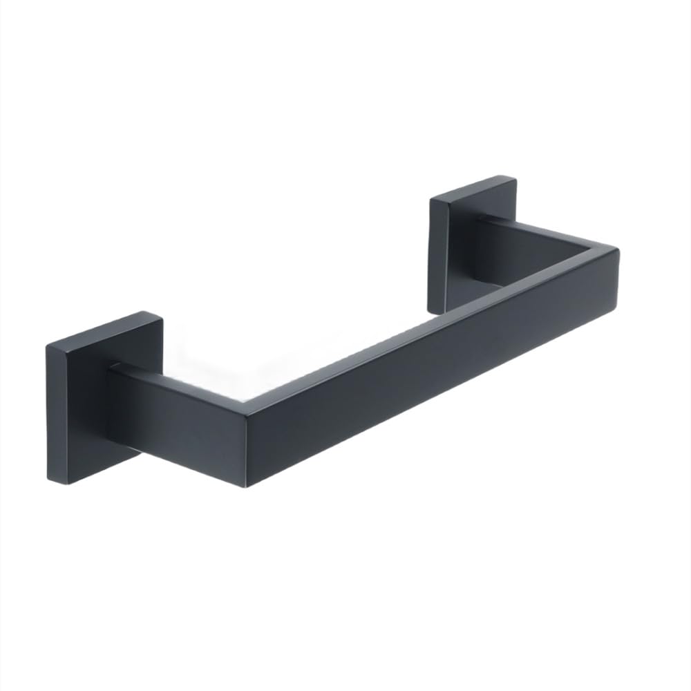 Estante de pared y juego de accesorios de baño negro mate para aseos