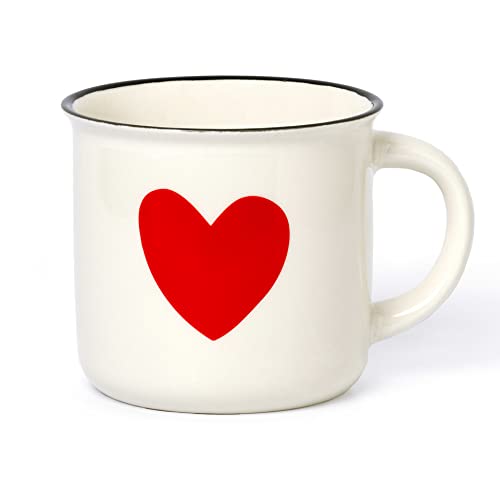 Legami - Cup Puccino, taza de porcelana, 350 ml, tema Heart, lavable en lavavajillas, apto para microondas, apta para contacto alimentario, de porcelana New Bone China
