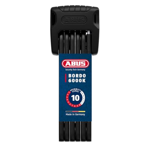 ABUS Faltschloss Bordo 6000K mit SH-Schlosshalter - Fahrradschloss mit XPlus Zylinder für hohen Manipulationsschutz - ABUS-Sicherheitslevel 10 - Länge 120 cm - Schwarz/Orange