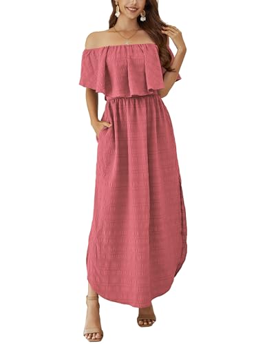 VERABEND Women's Summer Long Beach Dress Off The Shoulder Maxi