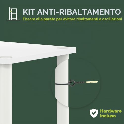 Furinno Turn-N-Tube Scaffale salvaspazio per WC con 5 ripiani, Bianco/Bianco - Immagine 3