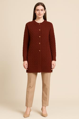 Image of HAUTEMODA Women's Wool Banded Collar Cardigan