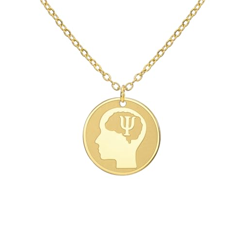 EUEAVAN Collana con simbolo Psi Lettera greca Alfabeto Psicologia Psichiatria Ciondolo Gioielli con simboli medici Regalo per psicoterapeuti e psicologi per donne e uomini (oro 2)