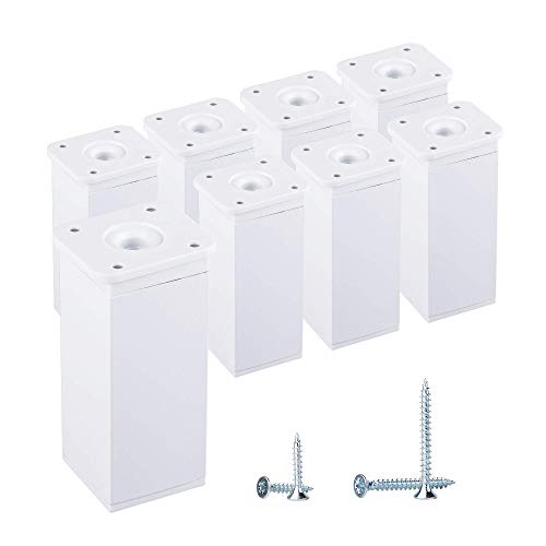 Patas regulables para muebles en aluminio blanco con perfil angular de 40x40 mm y tornillos 2