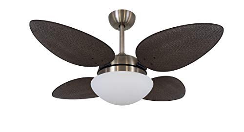 Ventilador De Teto Bronze 4 Pás Volare Petalo Palmae Tabaco Vidro Fechado 127v Volare Volare 110v Bronze