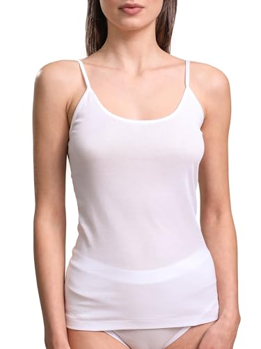 EGI Canotte Donna Filo di Scozia Spallina Sottile Liscia (4/M, Bianco)