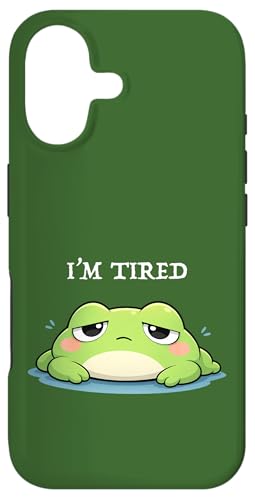 I'm Tired Sleepy Frog ��G�l���M�[���[�h ���킢�� ���킢�� ���w �X�}�z�P�[�X iPhone 17 �p
