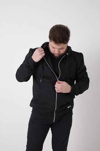 Blusa Moletom Masculino Canguru e Ziper Plus Size (BR, Alfa, 4G, Plus Size, Regular, Preto)