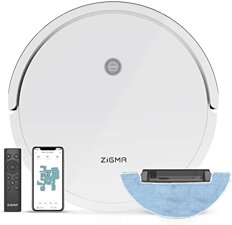 Zigma Robot Vacuum and Mop Combo, 4000 Pa Robot Vacuum Cleaner, Vacuum Robot with Schedule, Siri/APP/Alexa/WiFi, Super Slim, Low Noise, Self-Charging, Clean for Hard Floor, Carpet, Pet Hair