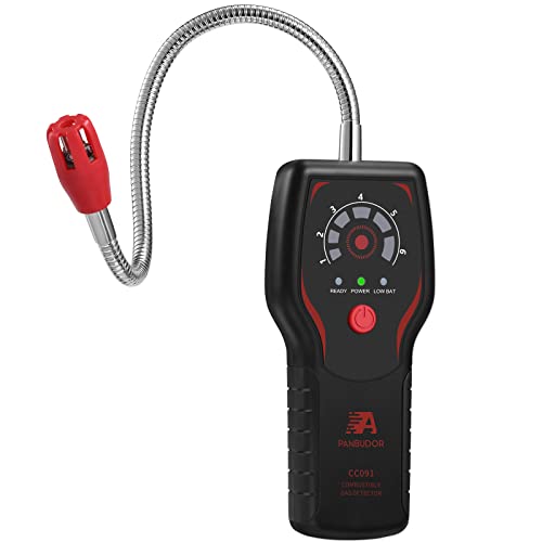 PANBUDOR Propane Detector Natural Gas Leak Detector, Methane Combustible Gas Detector Portable Gas Sniffer for LP LNG LPG Butane, High Sensitivity Sensor, Visual & Audible Alarm, Black (CC091)