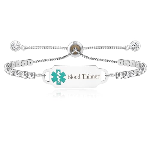 Vivaday Pulsera de alerta médica minimalista Pulseras de emergencia personalizadas, ajustables y no alérgicas | Identificación médica para viajes y actividades al aire libre para mujeres YA4662
