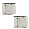 Suncast 34 Cubic Feet Horizontal Outdoor Storage Shed Enclosure with Multi-Wall Panels and Three Door Locking System, Vanilla (2 Pack)