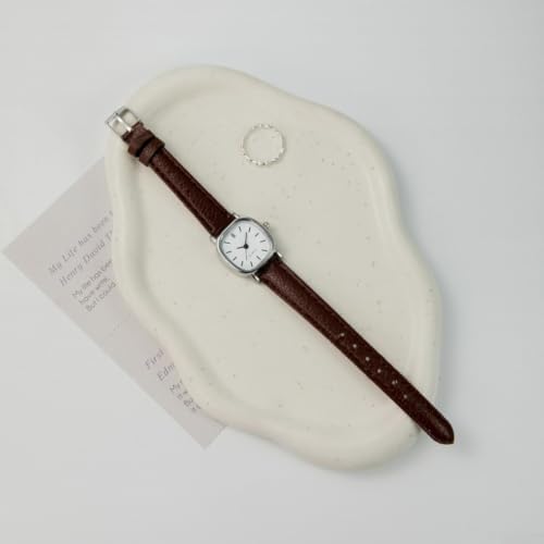 QuivyLivy Damen- Quarzuhr, klein, quadratisch, minimalistisch, leicht, Gehäuse aus luxuriöser Legierung, PU- Lederband, verstellbar, 20 cm Handgelenk, schlankes Profil, modisches Accessoire-2