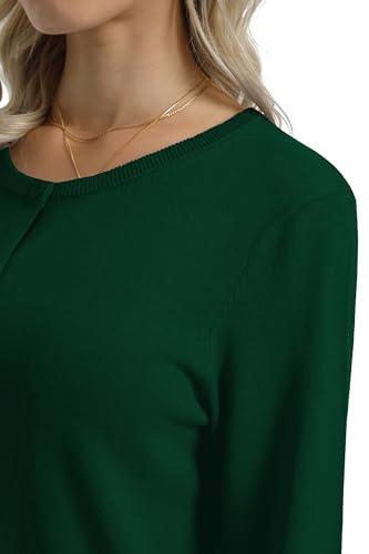 Image of QUALFORT Women's 100% Cotton Lightweight Cardigans Long Sleeve Knitted Button Down Sweater