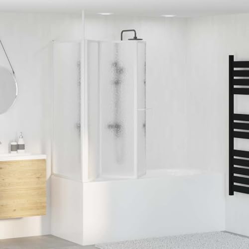 Mokuyary Pare baignoire en L 70x120x137 cm 4 panneaux pliables Séparation Paroi de douche séparation pour espace ouvert, Salle de bain