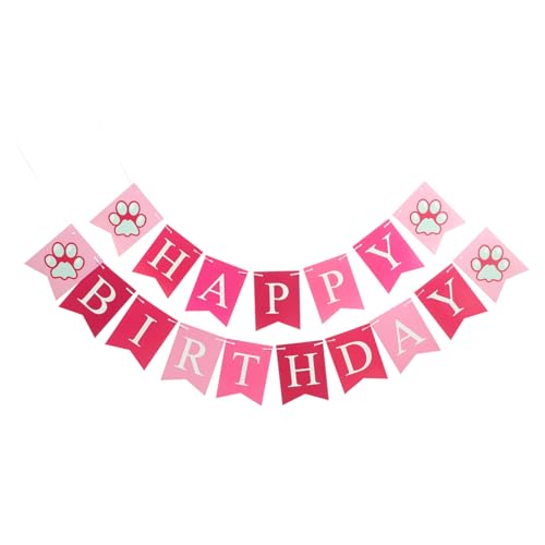 IMIKEYA Decoración Cumpleaños Mascotas Perro Banderines Rosa Duraderos Fiesta Temática Accesorios para Perros Celebración Alegre