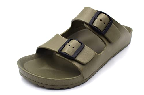 NEKTA/ke'nekt/Men's Adjustable Slip on Eva Double Buckle Slides Comfort Footbed Sandals