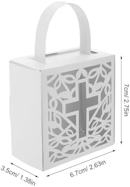 25pcs White Paper Gift Boxes with Handles, Hollow Cross for Xmas Halloween image 4