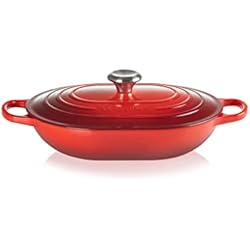 Cacerola Baja Le Creuset Le Creuset Cacerola alargada de hierro fundido esmaltado Signature con asa auxiliar, para todo tipo de placas y hornos, 31 cm, 3, 4 litros, Cereza, 21112310602430
