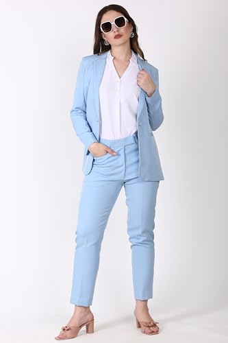 Image of Women's Formal Pant Suit Set | Single Button Blazer with Straight-Leg Trousers | Elegant Workwear for Office & Business Meetings