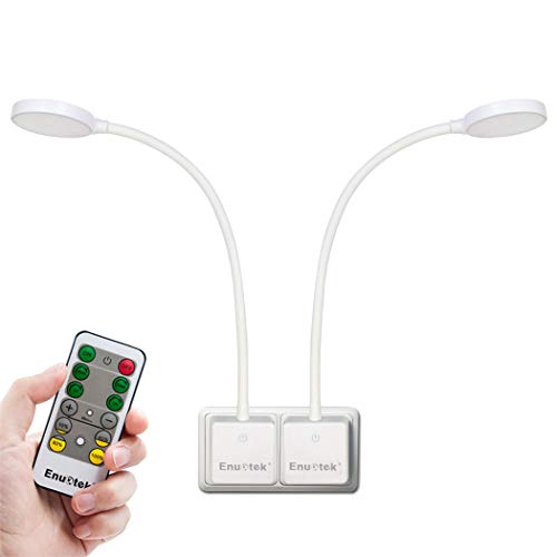 Fernbedienung Dimmbare LED Wandlampe Leseleuchte Wand Werkstattlampe Steckdose Lampe Weiß mit Netzstecker 4W Tageslicht 5000K 2er Lampen und 2er Fernbedienung von Enuotek