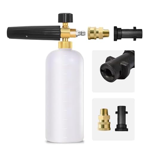 Skumkanon snöskum lans 1L flaska justerbar tvåldispenser kompatibel med 1/4 tum snabbkoppling och Kärcher högtryckstvätt Kärcher K2 K3 K4 K5 K6 K7 (med vattentät tejp)