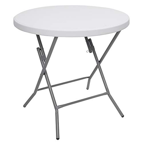 VINGLI 32" Round Folding Commercial Table, Portable Plastic Coffee Card Table for Kitchen