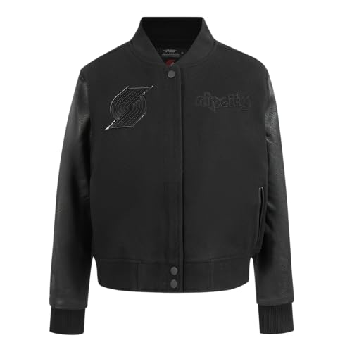 Pro Standard WOMENS NBA PORTLAND TRAIL BLAZERS CLASSIC 3BK VARSITY JACKET TRIPLE BLACK S