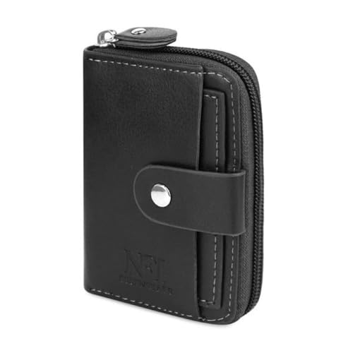 Image of Classic Unisex Genuine Leather Wallet with Zipper | RFID Blocking Card Holder Zipper Wallet(Black)
