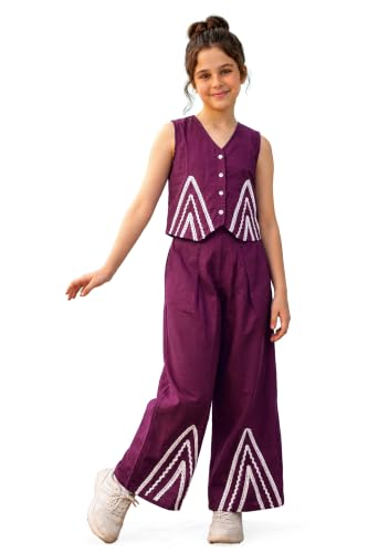 Image of Fashion Dream Girls Cotton Blend Embroidered Co-Ord Set|Coord Set|Combo Set|Kids Clothes for Girls