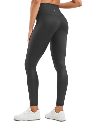 Crz Yoga Butterluxe Women's 28'' Matte Faux Leather Leggings - High Waisted Stretch Leather Trousers Pleather Tights Black Foil Pattern 12 - 2